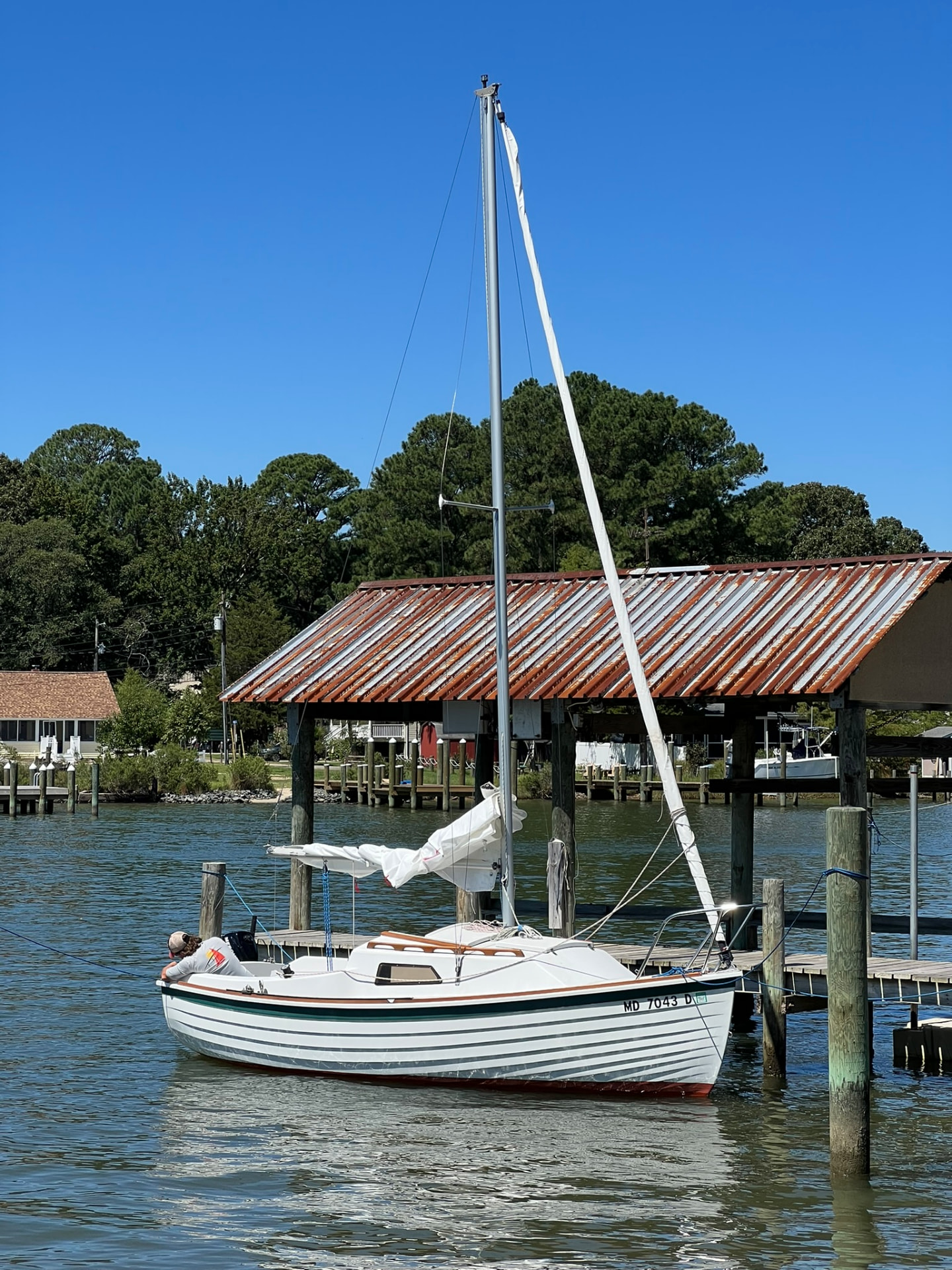 Spoonful tied up at the dock after her restoration